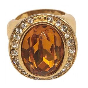 Christian Dior Glass Rhinestone Vintage Cocktail Ring